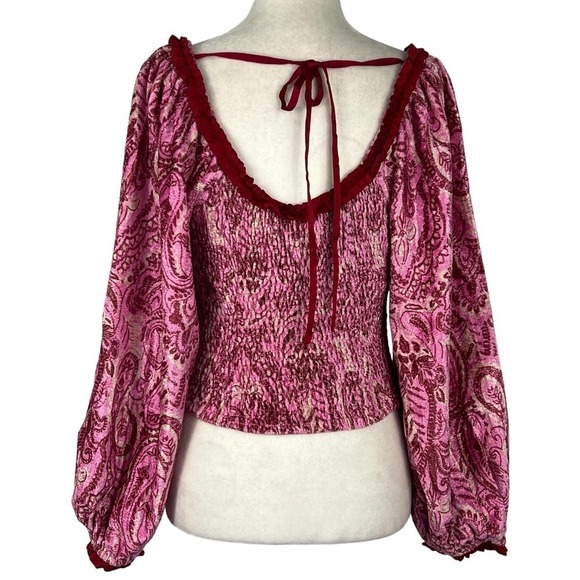 Free PEOPLE, DARE‎ ME VELVET, BLOUSE WOMENS NEW WITH TAGS, PINK, - Picture 5 of 16